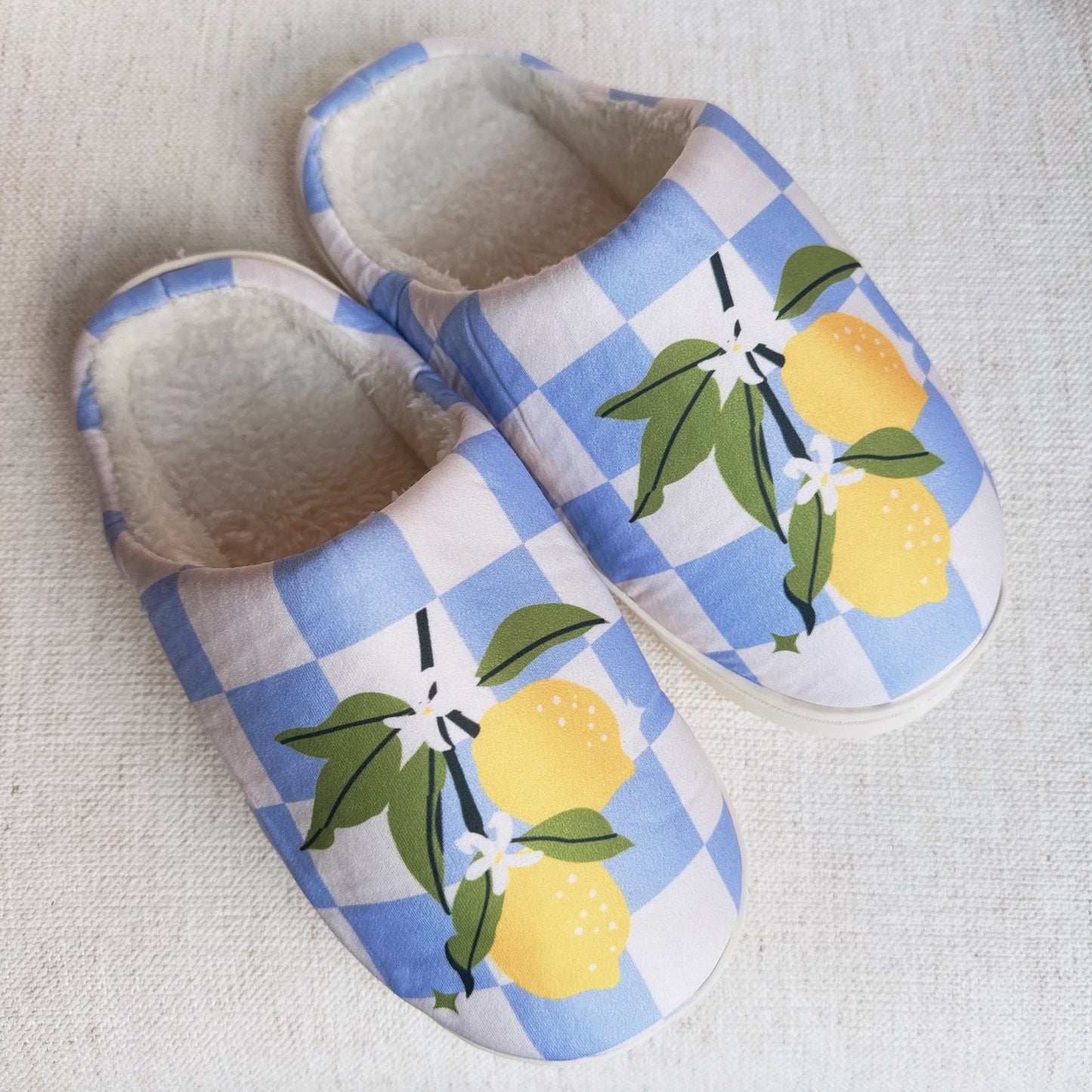 Lemon Drop Gingham Lounge Slippers